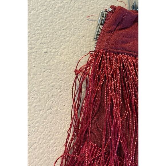Lavish Alice High Gear Burgundy/Red Fringe Pants Women's Medium - Picture 4 of 11